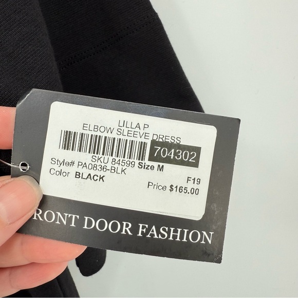 Lilla P Elbow Sleeve T-Shirt Black Dress Size M - Picture 6 of 8